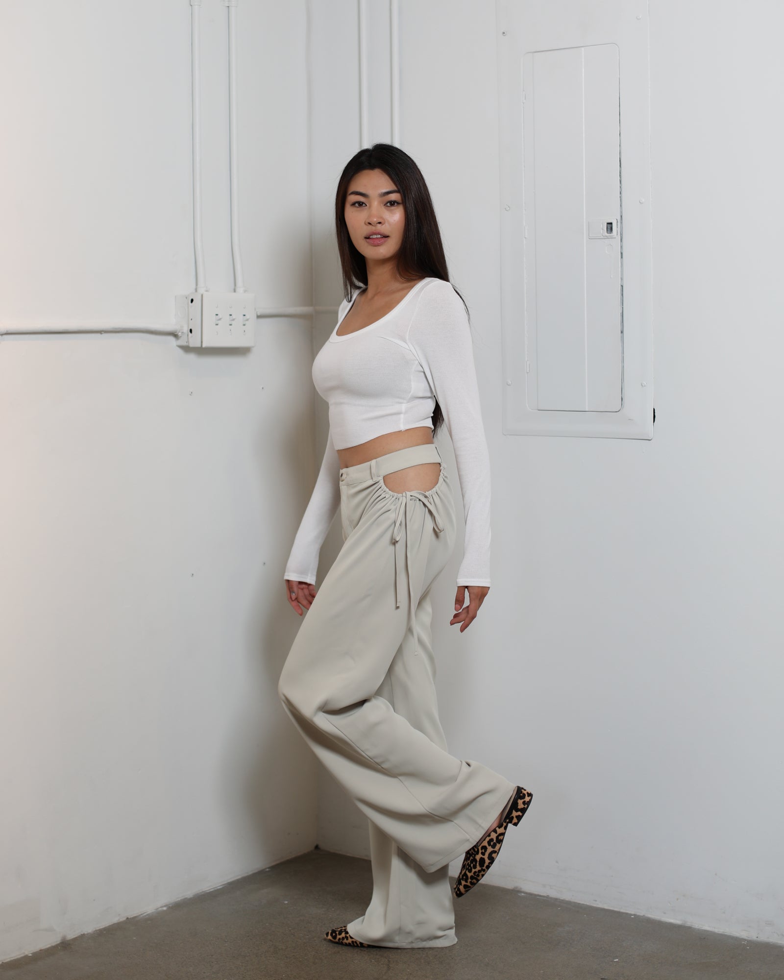 Cut out wide leg trousers