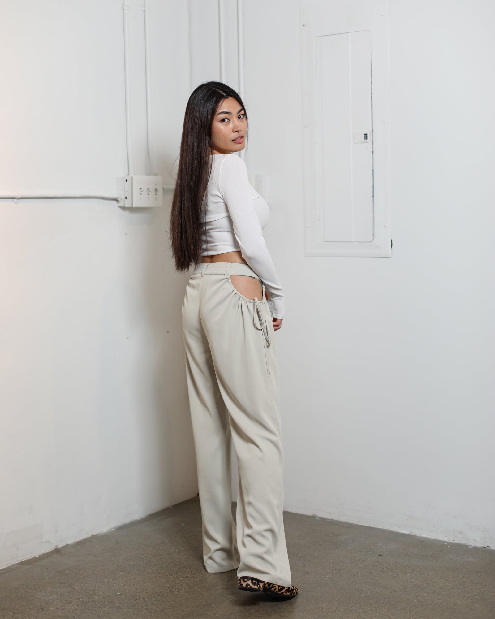 Cut out wide leg trousers