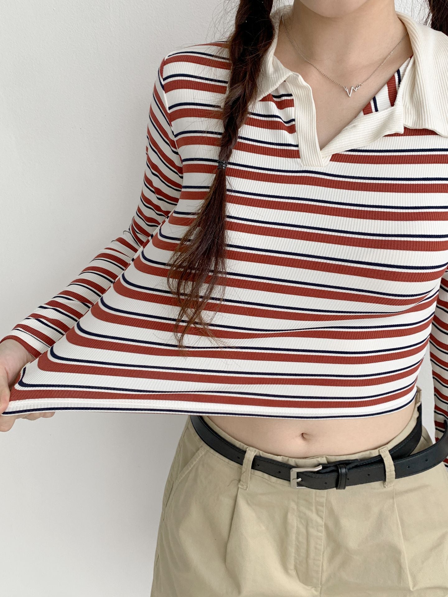 Poppy Striped Collar Tee