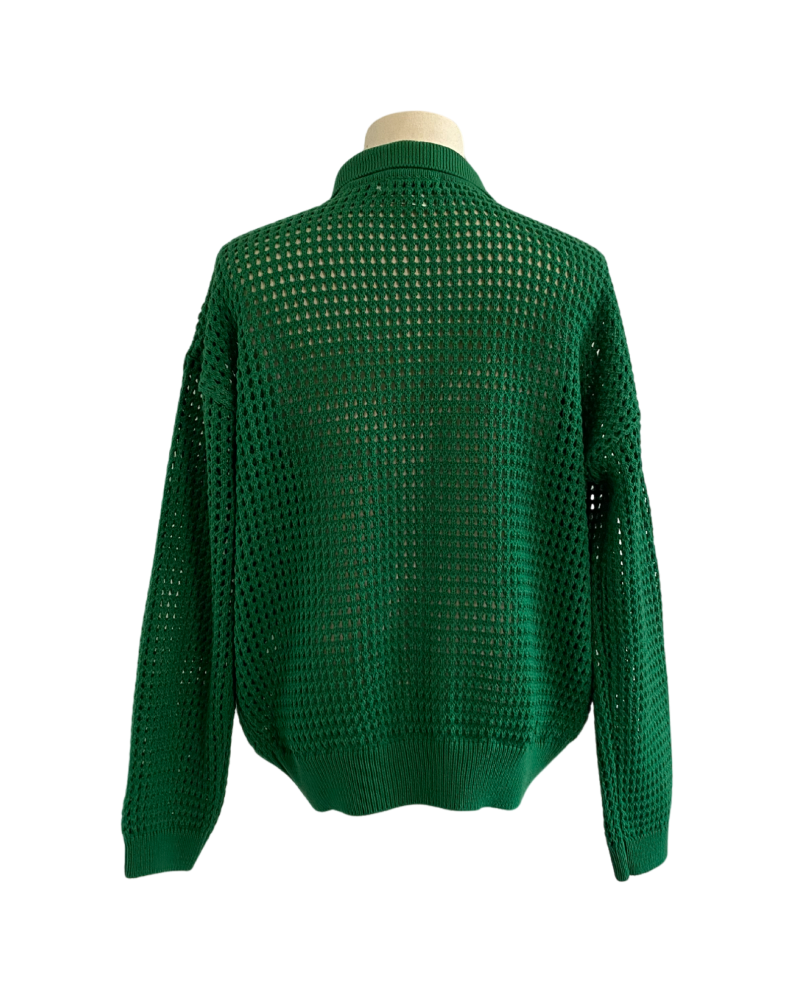 Net Knit Collar Cardigan - Green
